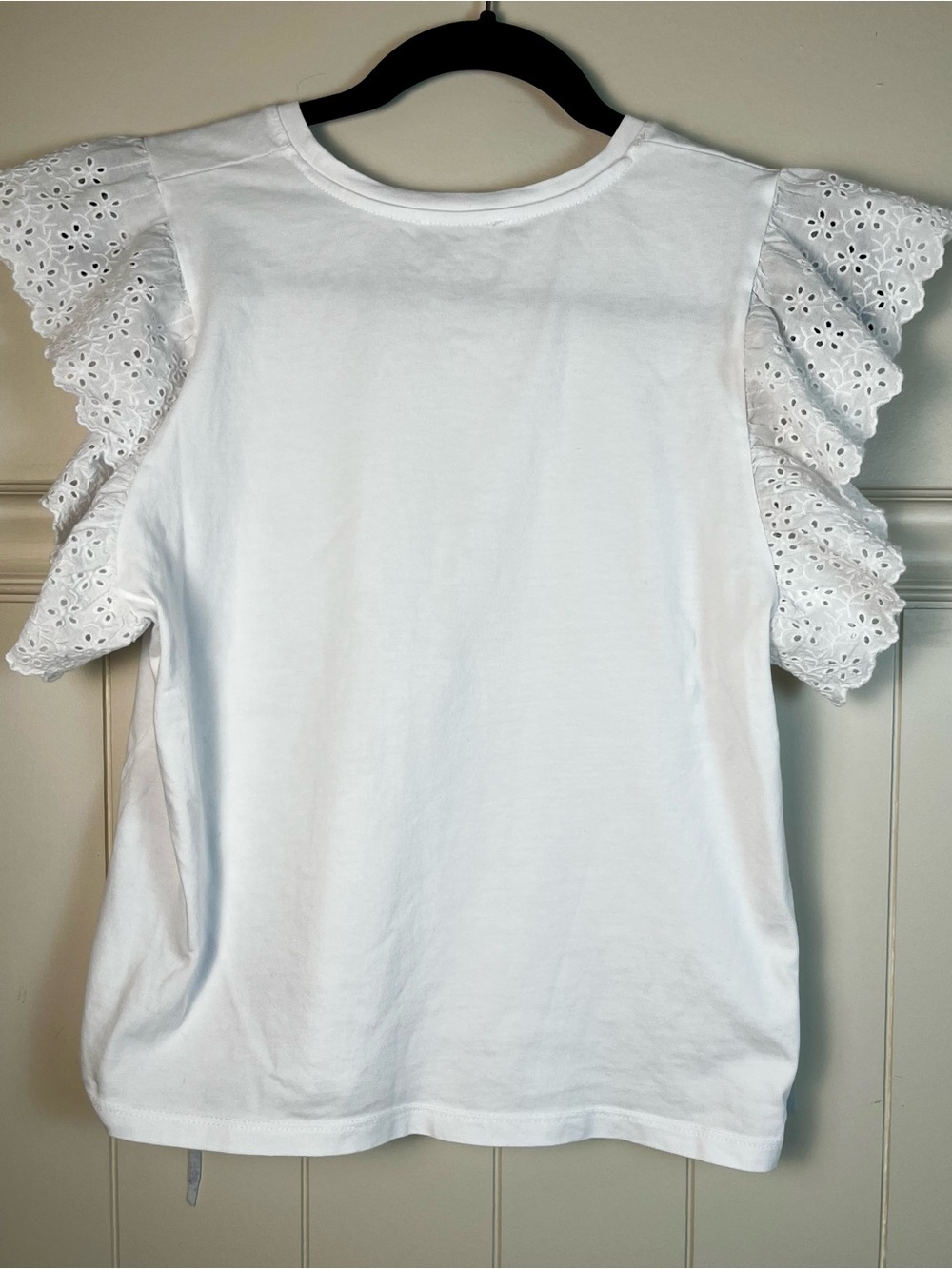 Zara White cotton Eyelet Ruffle Sleeve Top size M - Picture 6 of 8